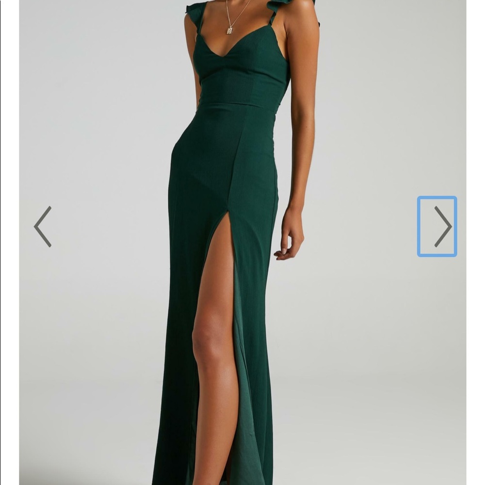 Floor length green dress